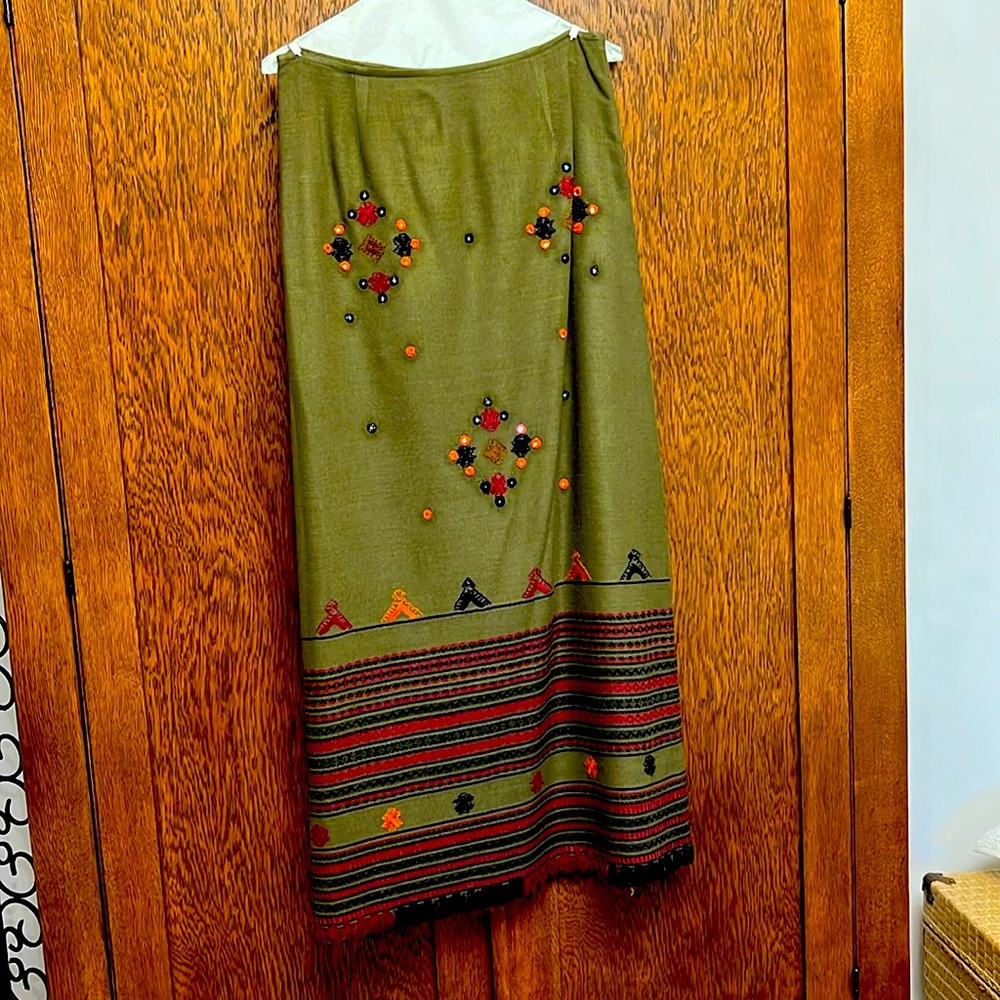 Sleeping on Snow boho maxi skirt with embroidered detail
